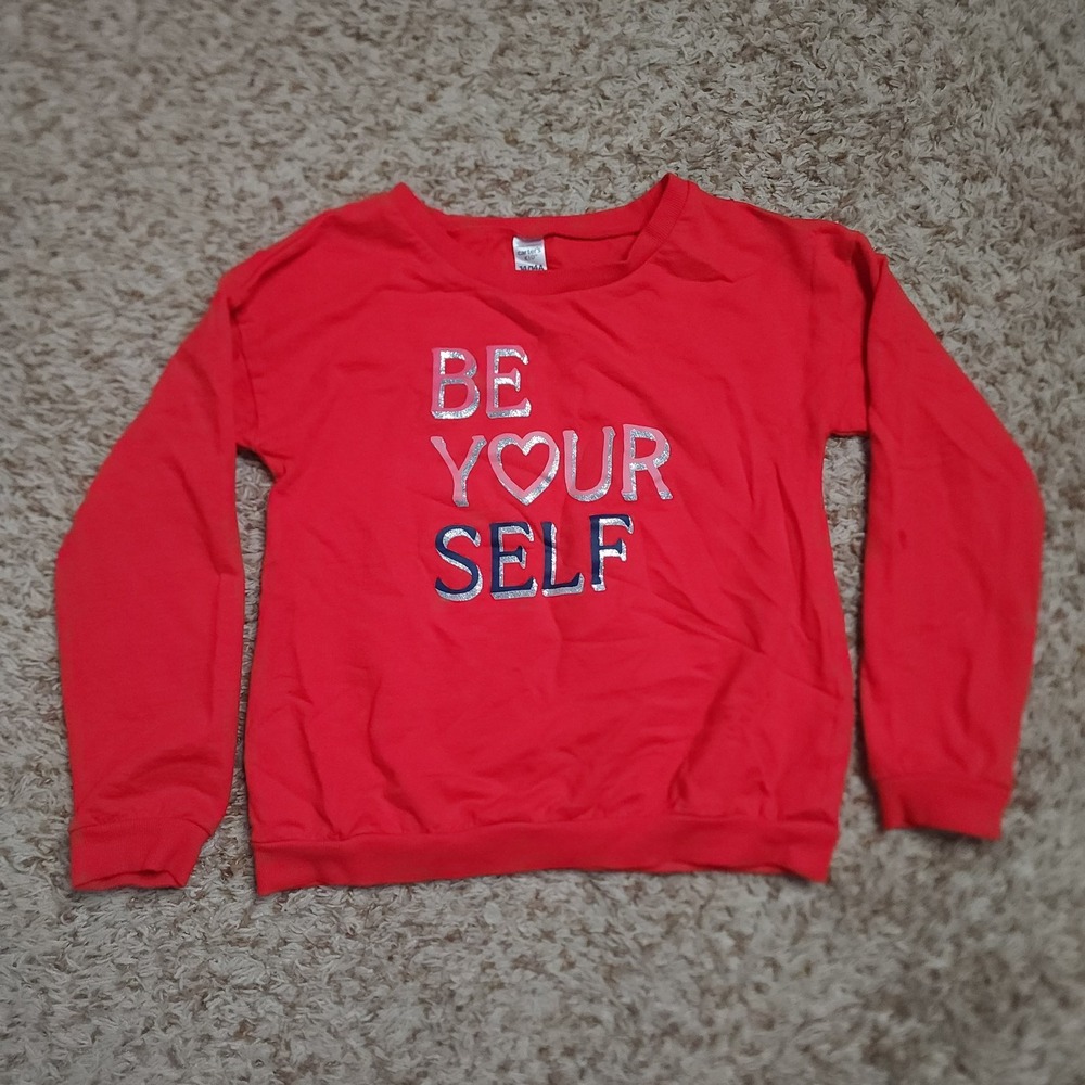 Carter's Kid Girls 14/14A Red Long Sleeve Be Yourself Sweater